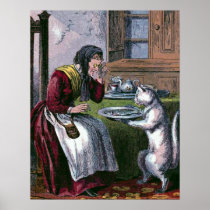 "Puss Brings a Fish" Vintage Book Illustration Print
