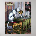 "Puss Making Tea" Vintage Illustration posters