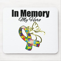 Puzzle Ribbon In Memory of My Hero Mouse Pads