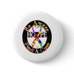 PuzzleBigHeartRibbonBeAwareFindCureDark Pinback Button
