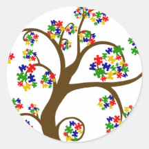 Puzzled Tree of Life Round Stickers