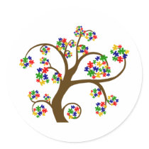 Puzzled Tree of Life Round Sticker