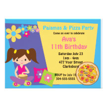 Pyjamas & Pizza Party Personalized Invitations
