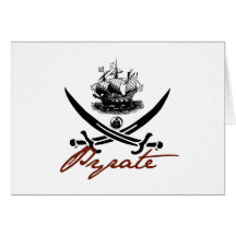Pyrate Insignia with Ship Greeting Cards