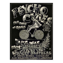 Pyscho Cycles - Vintage Bike Advertisement Postcard