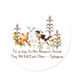 Pythagoras Vegetarian quote Round Sticker