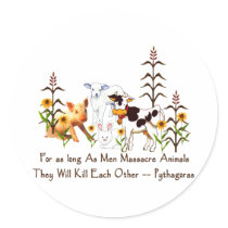 Pythagoras Vegetarian quote Round Sticker
