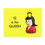 "Q" is for Queen Alphabet Flashcard postcards