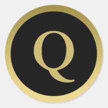 Q :: Monogram Q Elegant Gold and Black Sticker