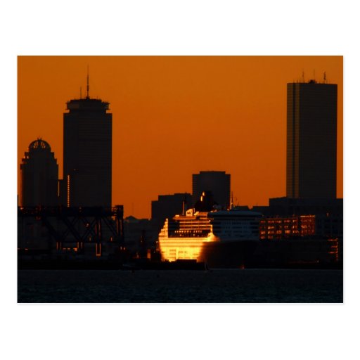 QM2 in Boston Postcard