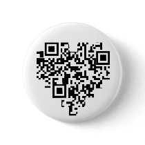 QR Code Heart Pinback Buttons