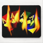 QUAD QUADS FLAMING ACES POKER CASINO ART LAS VEGAS mousepads