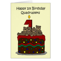 Quadruplets first birthday card