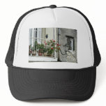 Quaint Balcony In Old Town Corfu flowers Hats