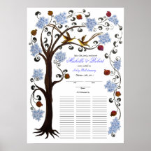 Quaker Wedding 60 guests, blue Tree of Life Poster