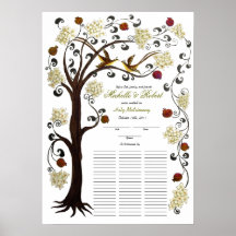 Quaker Wedding, 60 guests -Tree of Life, ivory Poster