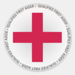 Qualified First Aider Medical Aid Round Stickers