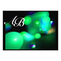 QUANTUM BUBBLE black green Personalized Invitations