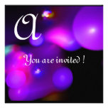 QUANTUM BUBBLE MONOGRAM PURPLE black pink Custom Invitations