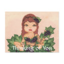 Quantum Cutie Grape Vine Girl Thinking of You postcards