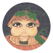 Quantum Kid in a Halloween Pumpkin Round Sticker