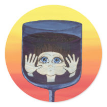 Quantum Kid in Wine Glass Round Stickers