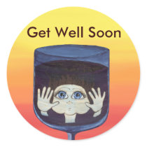 Quantum Kid in Wine Glass Round Stickers