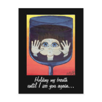 Quantum Kid in Wine Glass Thinking of You Post Card