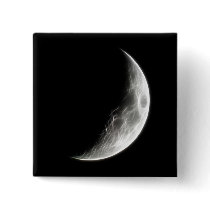 Quarter Moon Lunar Planet Globe Pinback Button