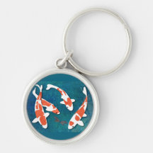 Quartet of Orange & White Kohaku Koi Key Chain