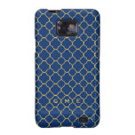 Quatrefoil clover pattern navy yellow 3 monogram samsung galaxy SII covers