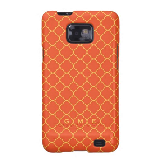 Quatrefoil clover pattern orange yellow 3 monogram samsung galaxy s2 cover
