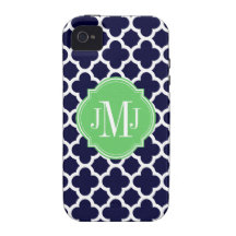 Iphonenavy Blue Case on Quatrefoil Navy Blue And White Pattern Monogram Vibe Iphone 4 Cover