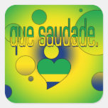 Que Saudade! Brazil Flag Colours Pop Art Square Stickers