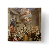 Queen Anne presenting plans of Blenheim military Pinback Buttons