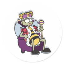 queen bee cartoon round sticker