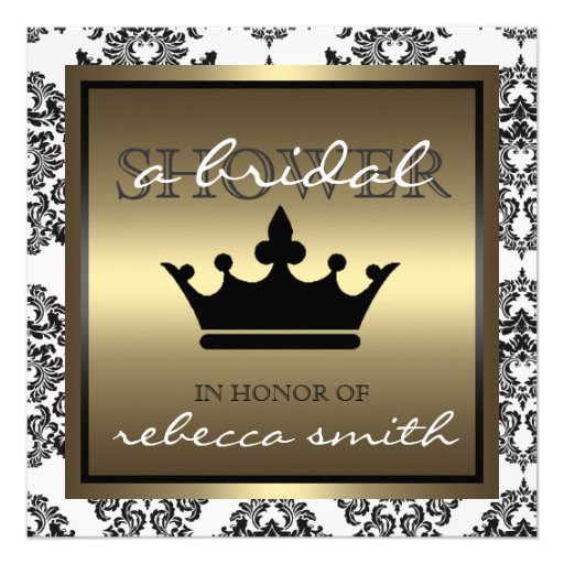 Queen Bridal Shower Invitation - Black and Gold