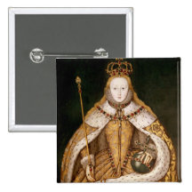 Queen Elizabeth I in Coronation Robes Pinback Buttons