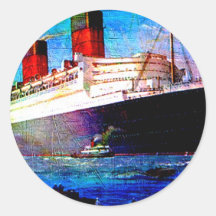 QUEEN MARY 2 ROUND STICKER