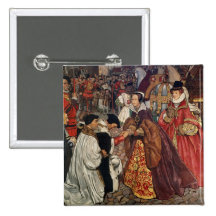 Queen Mary and Princess Elizabeth entering Pinback Button