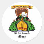 Queen of hearts Cat book plate Stickers