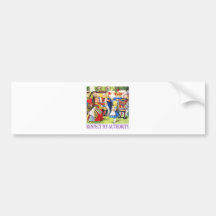 QUEEN OF HEARTS TELLS ALICE "RESPECT MY AUTHORITY" BUMPER STICKER