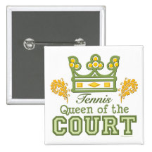 Queen Of The Court Tennis Button