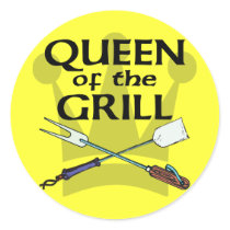 Queen of the Grill Round Stickers