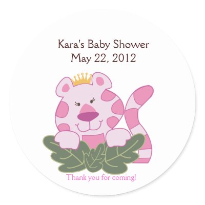 Queen  Jungle Baby Shower Theme on Queen Of The Jungle Pink Baby Shower Favour Sticke Sticker   Zazzle Co