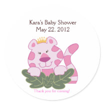 Queen of the Jungle Pink Baby Shower Favour Sticke