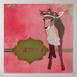 Queen Pretty Pink Fawn Vintage Poster