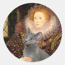 Queen - Russian Blue cat Round Sticker