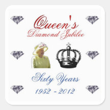 Queens Diamond Jubilee 1952-2012 60 Years Square Stickers