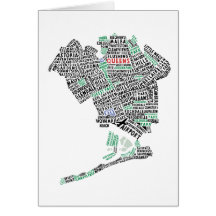 Queens New York Typography Map Card